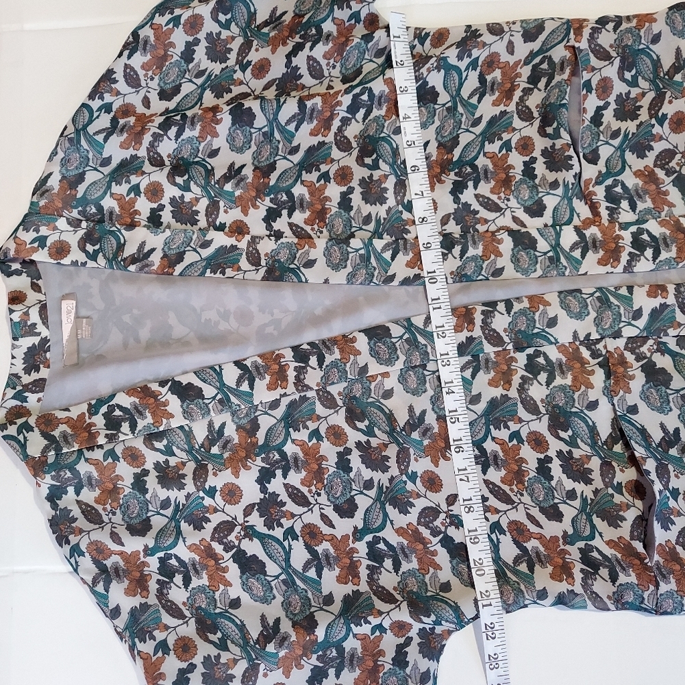 Womens Kimono Jacket Cardigan Medium Green Floral Blazer Light Chiffon Polyester - Picture 9 of 16
